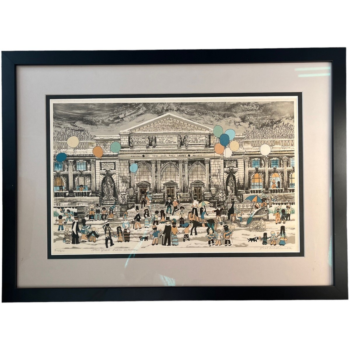 New York Public Library Signed Lee Weihmuller Lithograph Art