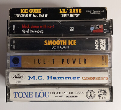 Hip Hop Rap Cassette Tapes (6): Ice Cube/Ice-T/Smooth Ice/MC Hammer/Tone Loc