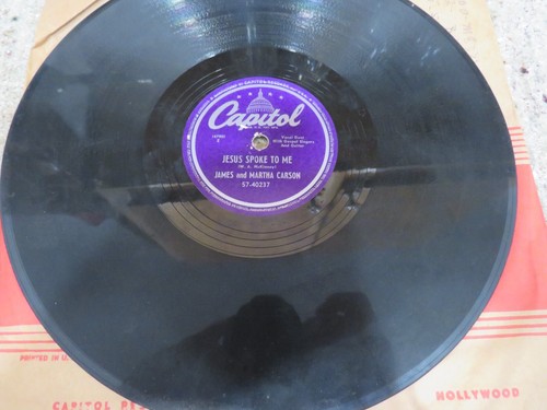 James & Martha Carson- Jesus Spoke To Me / Looking For A City 78 RPM Record - Picture 3 of 5