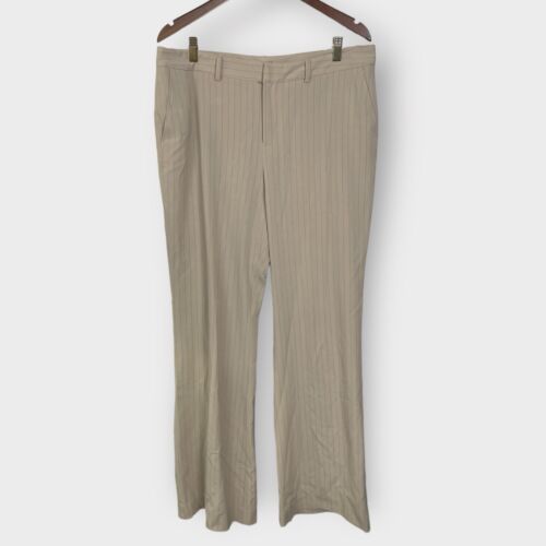 Y2K Nicole Miller Size 14 Dress Pants Khaki Tan Striped Career Boot Cut Business