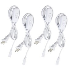 6FT Power Cord Cables for 3 Pin LED Tube Light Fixture With ON/OFF Switch 4 PCS