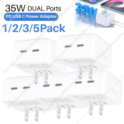 35W Dual USB C Fast Charger Adapter PD Brick For iPhone 17 16 15 14 13 12 11 Lot