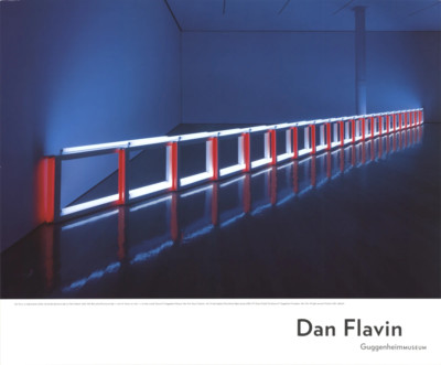 DAN FLAVIN Artificial Barrier Blue, Red & Blue Fluorescent Light (to Flavin Star