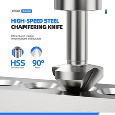 90° 3-Flute HSS Chamfer Cutter Metal & Stainless Steel Chamfering Tool