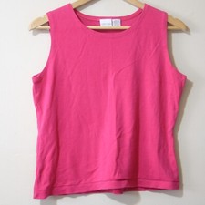 Cherokee Women's L Sleeveless Knit Tank Top Round Neck Pink p44-23