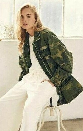 Veste Cargo Militaire Free People 'Seize The Day' - Taille S, Multicouleur, Coton, Neuf Avec étiquettes