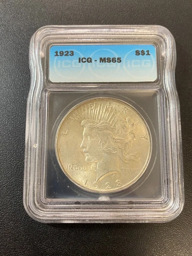 1923 PEACE DOLLAR ICG MS-65 - UNCIRCULATED - HIGH GRADE - LUSTER - SLABBED - $1