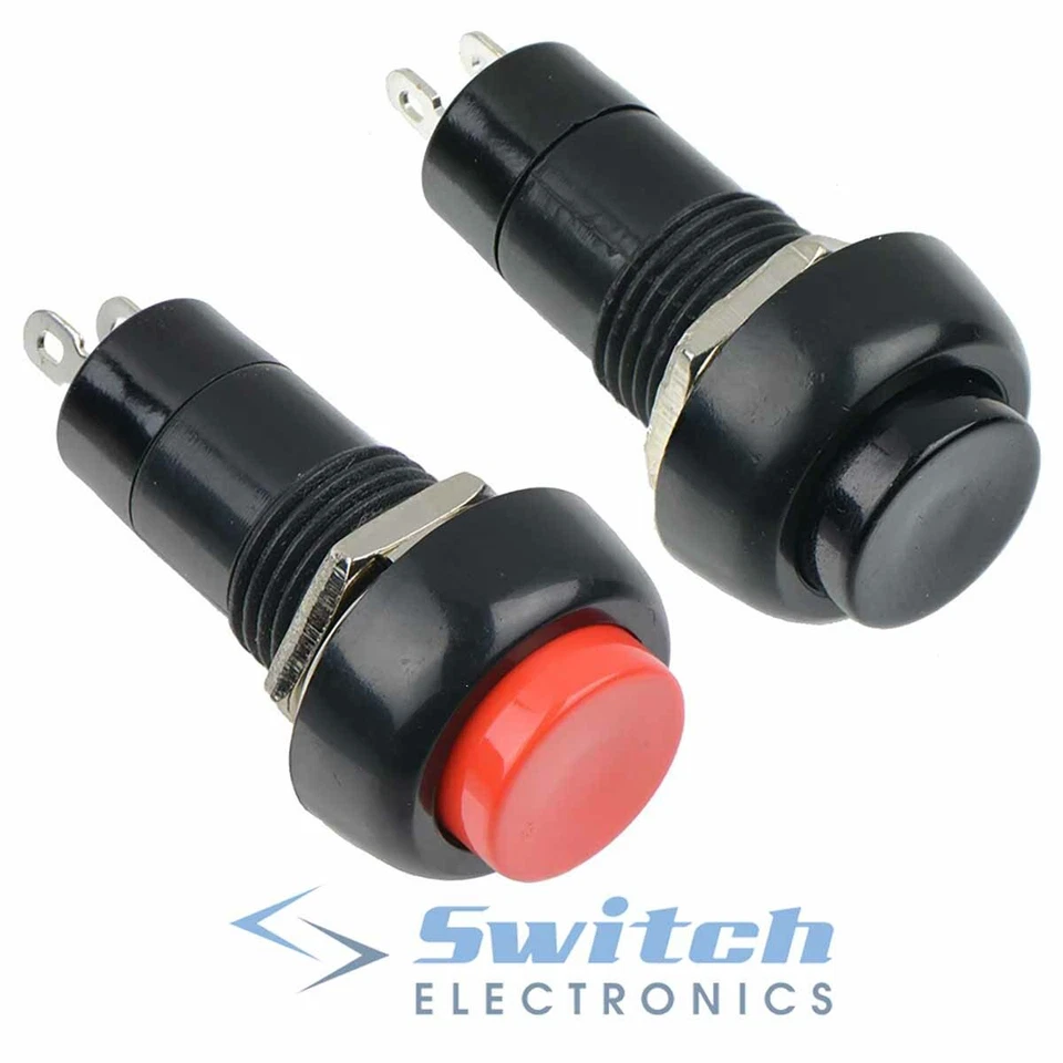 Red or Black Momentary Round Push Button Switch SPST Car Dash 12V
