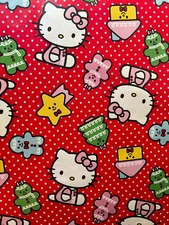 Hello Kitty Red White Dots Christmas Gift Wrapping Paper 2 Yard FOLDED Decoupage