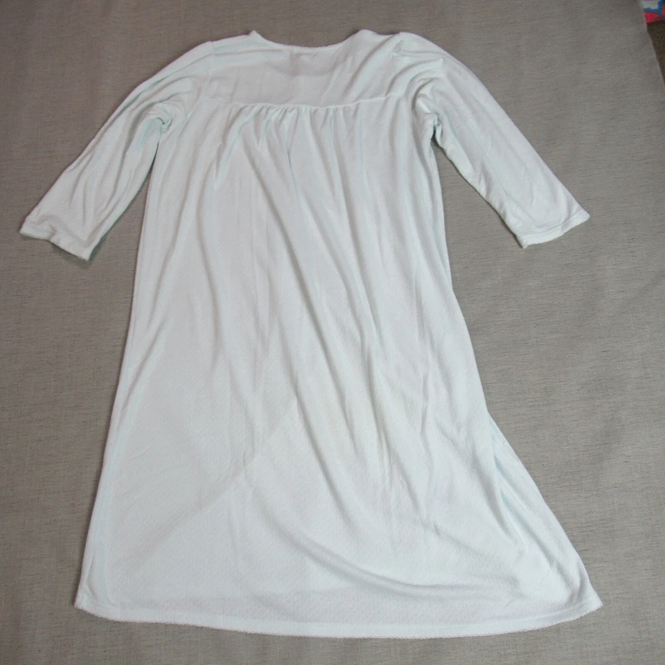 Vintage Miss Elaine Nightgown Size XL Blue Floral Flannel Granny Cottagecore 80s - Image 4 of 4