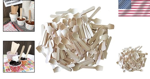 Versatile 3.75 Inch Disposable Wooden Spoons - Perfect for Crafts & Tastings - Picture 2 of 10
