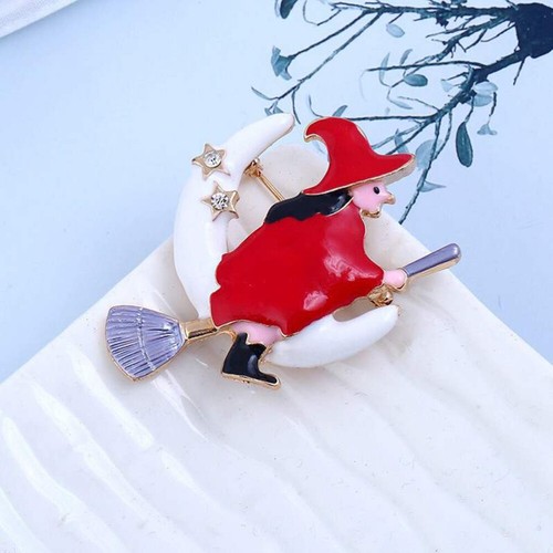 Delicate Witch Halloween Brooch Party Brooches Miss Pearlescent - Picture 6 of 11