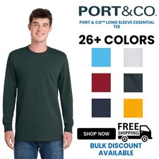 Mens Premium Heavy Port  Co Long Sleeve Essential Tee Plain Blank Casual PC61LS