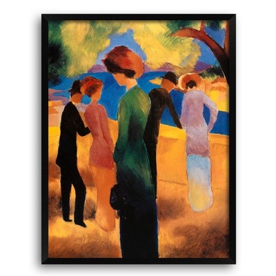 Dame in grüner Jacke - Macke | 50x70 cm Druck auf Karton ohne oder mit Rahmen