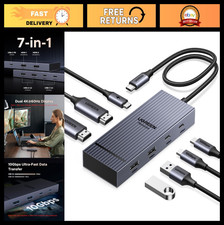 7-in-1 USB-C Docking Station, Dual 4K HDMI, 10Gbps USB Ports, 100W PD, Aluminum