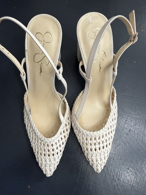 #ad Jessica Simpson 9 Ivory Heels Sling Back $19.60
