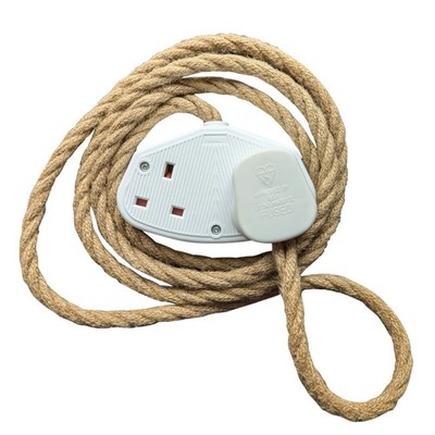 Elektrisches Verlängerungskabel Vintage Retro Style 2m Kabel geflochten Stoff gedreht Kabel