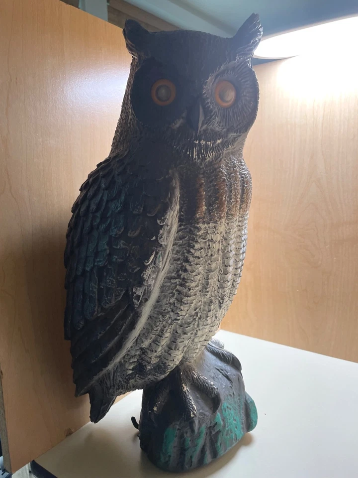 Vintage 21” Horned Owl Decoy for Barn, Dock, Crow Hunting or Garden -made Italy - Image 3 of 4