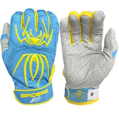 Spiderz ENDITE E Martinez Adult Baseball Batting Gloves - Columbia/Yellow - XXL