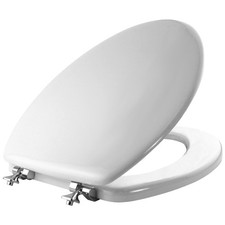 MAYFAIR 1844CP 000 Toilet Seat with Chrome Hinges will Never Come Loose, ELON...
