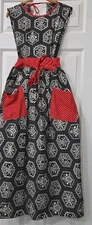 VTG Design House Pinafore Apron Wrap Black Bandana Red Dot Cottagecore Cotton