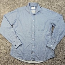 ETON Dress Shirt Mens 16/41 Blue White Geometric Large Slim Fit Twill