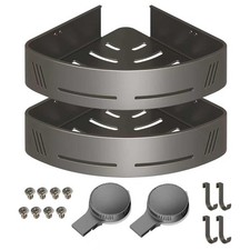 2-Tier Aluminum Suction Cup Corner Shower Caddy, Rustproof No Drilling Bathro...