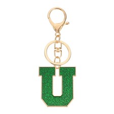 Initial Letter Keychain, A-Z Alphabet Keyring Letter U Metal Key Chain, Green