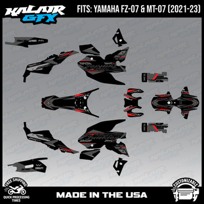 Graphics Kit for YAMAHA FZ-07 MT-07 (2021-2023) Rugged Series - Red