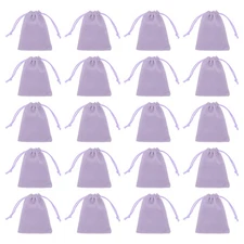 20pcs Flocked Drawstring Bag 2.8 x 3.5" Jewelry Pouches Gift Bags, Light Purple