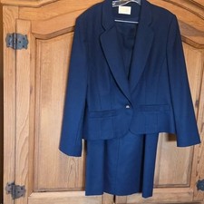 Vtg Pendleton 100 Virgin Wool Blazer Jacket Size 14 Skirt Size 12 Dark Blue NWT