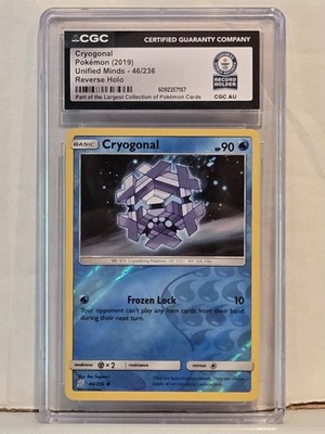2019 English Pokemon CRYOGONAL Unified Minds Reverse Holo CGC 1/1 World Record