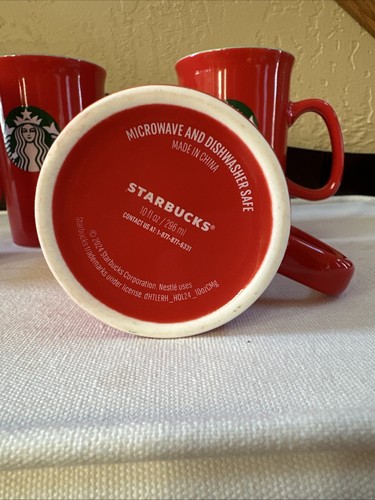 4er SET !! NEU Starbucks 2024 Rot Und Grün 10 Unzen Kaffeebecher Teetasse - Bild 3 von 4