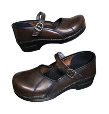 Dansko Marcelle Clog Shoes Womens EU 40 US Size 9.5 - 10 Maryjane Brown Leather 