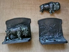 ANTIQUE L.V. ARONSON 1923 SIGNED Buffalo BOOKENDS GREAT ART DECO