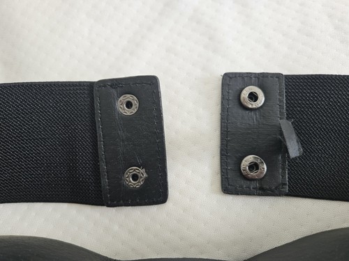 VTG Double Buckle Stretch Snap-On Dress Waist Belt Black & Silver Western Boho - Picture 5 of 6