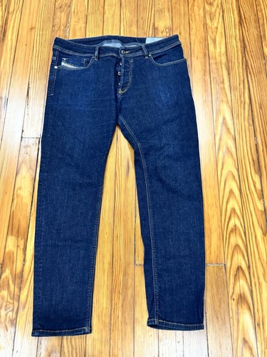 Diesel Troxer Jeans Mens 36x30 Blue Slim Skinny Stretch Denim Button Fly - Picture 2 of 5