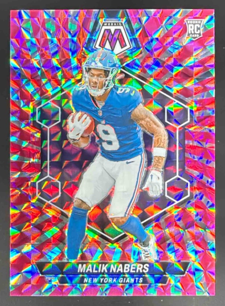 2024 Panini Mosaic Malik Nabers Pink Swirl Prizm /13 #306 RC New York Giants