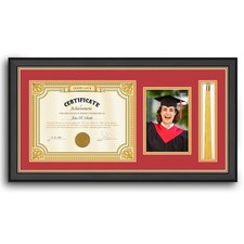 11x22 Black Finish Solid Wood Diploma Frame   Holds 8.5x11 Certificate with T...