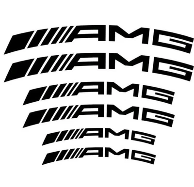6x AMG   Mercedes Radbremssattel Karosserie Aufkleber Auto Logo Embleme Schwarz - Bild 1 von 2