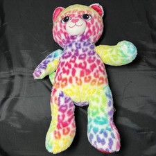 Build-A-Bear Wild Style Rainbow Multicolor Cheetah Leopard Cat Stuffed Plush 18  