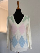 New York & Company Cream V-Neck Argyle Sweate...