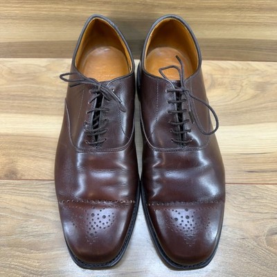 Allen Edmonds Dryden Derby Mens 9 EEE Mocha Brown Leather Medallion Square Toe