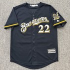 Majestic Mlb Milwaukee Brewers Christian Yelich Baseball Jersey Youth Large