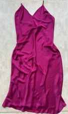 Victoria  s Secret Fuchsia Raspberry Satin Slip Dress Lingerie A-line Y2K Sz L