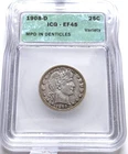 1908 D Barber Silver Quarter Dollar, High Grade, Great Gift, ICG EF45