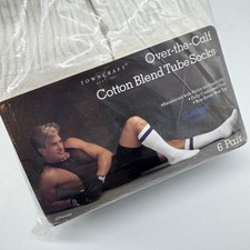 Vintage 80s Towncraft Tube Socks Mens 9-12 Over the Calf 6 Pair White NOS USA