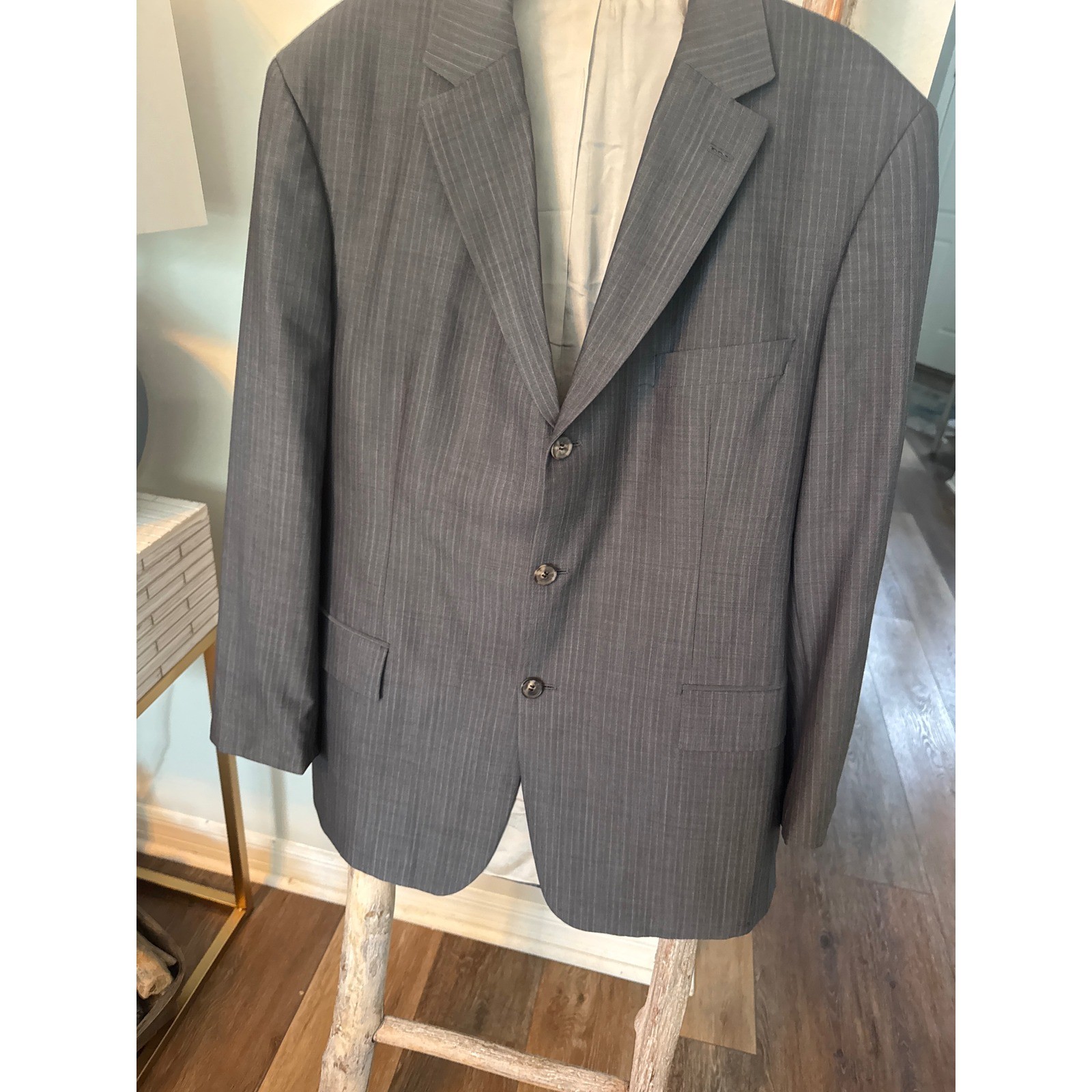 HUGO BOSS Sport Coat BlazerMen 46R Gray Pinstripe Blazer 3 Button Virgin Wool thumbnail 6