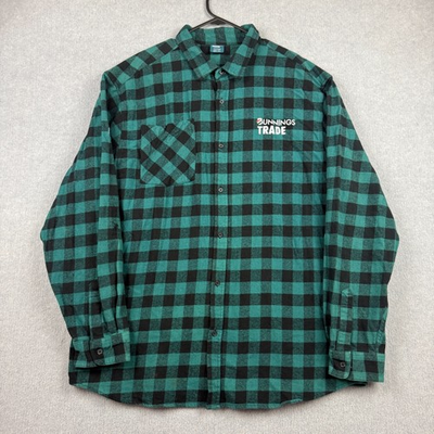 #ad Bunnings Trade Shirt Mens 3XL Green Black Check Flannel Button Up Tradie AU $39.95