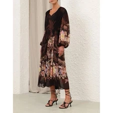 Zimmermann Illuminate Drawn Sheath Dress Size 3/US10/UK14RRP-$1250 New with Tags